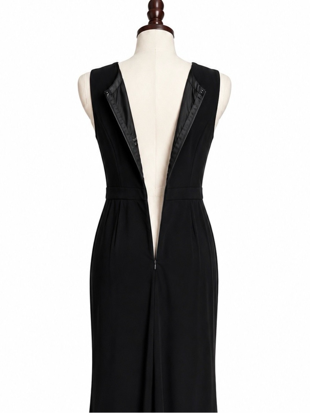 Adrianna Papell Black Beaded Illusion Neckline Evening Gown Black Tie Dress - Picture 6 of 13